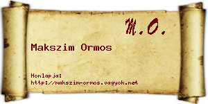 Makszim Ormos névjegykártya